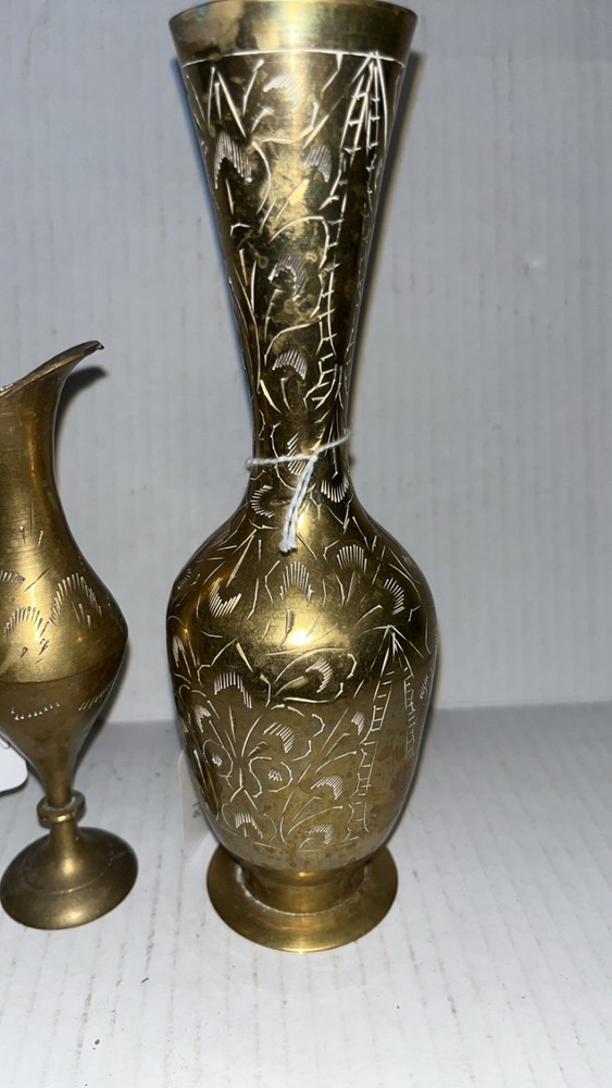 vtg 3 solid brass india vase coffee pot ornate design gorgeous
