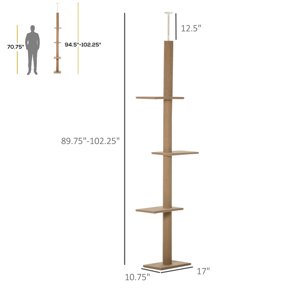 4-Level Height Adustable Cat Tree Condo Brown