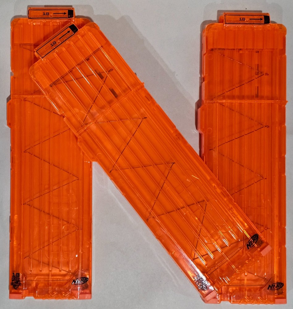 Three NERF N-Strike Elite 18 Count Dart Magazine, Clip