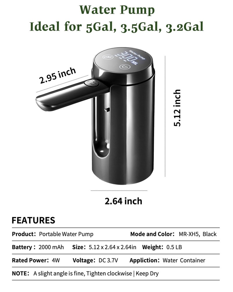 Automatic Touch Control Water Pump, Compatible with Most Water Container Bran...