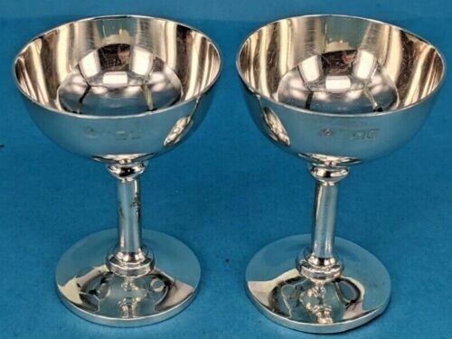 A miniature Art Deco silver set of six decadent solid silver champagne goblets