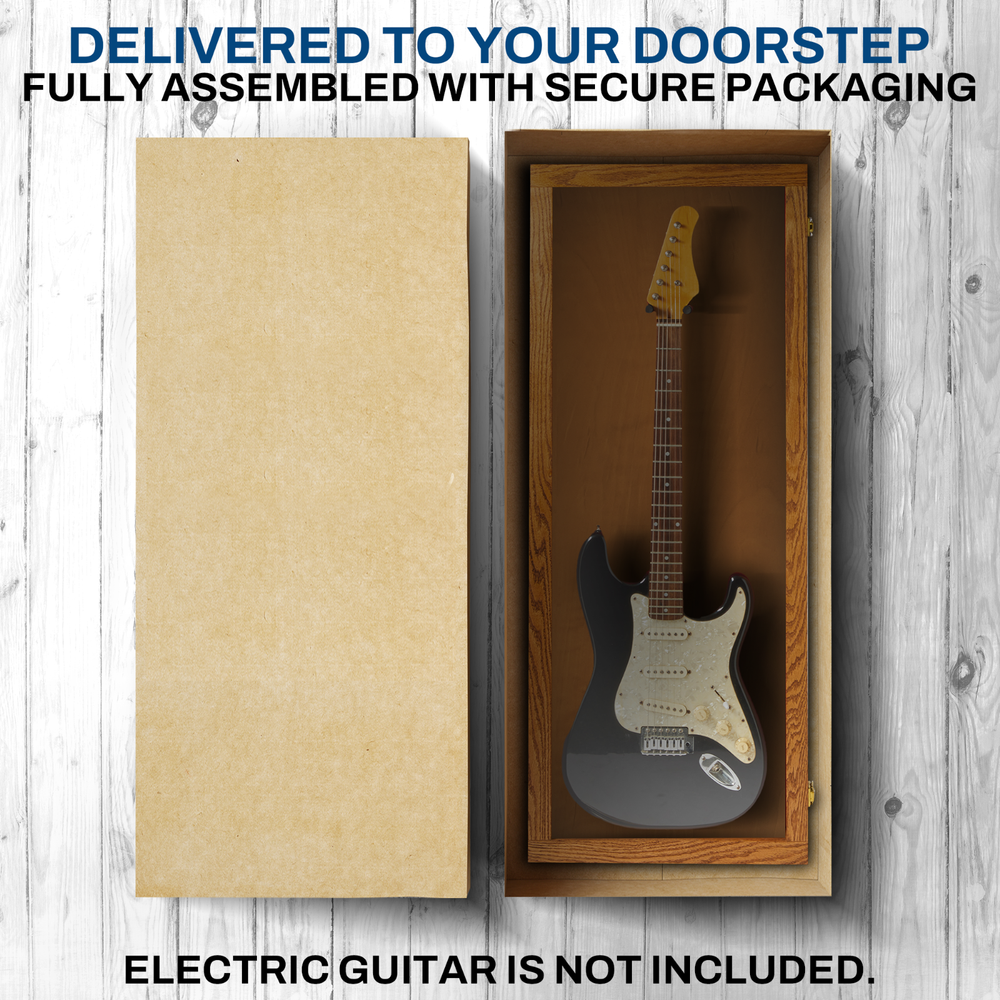 Oak Finish Guitar display case Solid hardwood with Locks