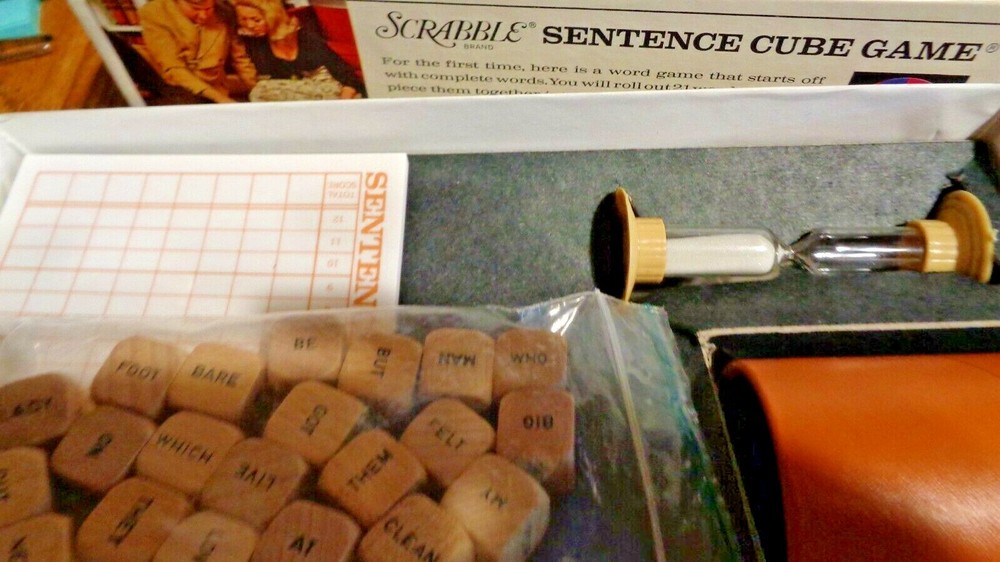 Scrabble Sentence Cube Game Selchow and Righter USA 1971 Complete