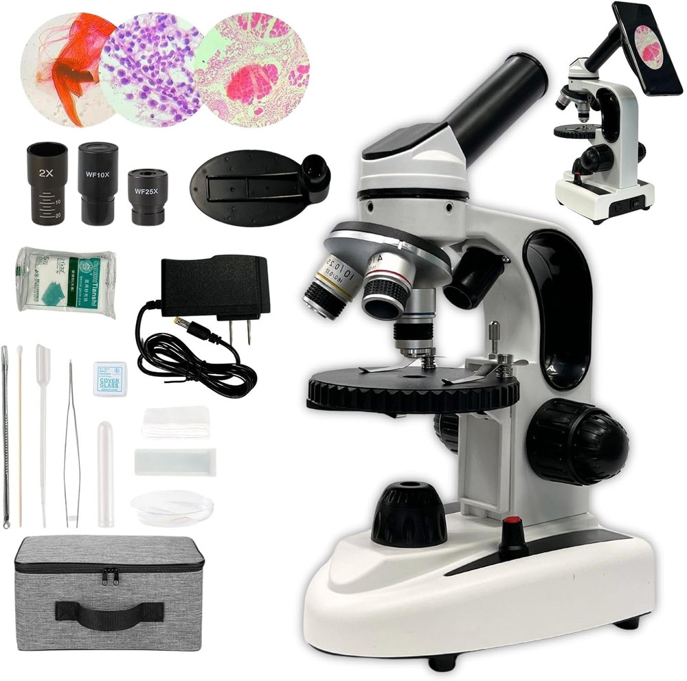 Monocular Compound Microscope for Adults&Study Beginners,- 40X-2000X,Lighting Mi