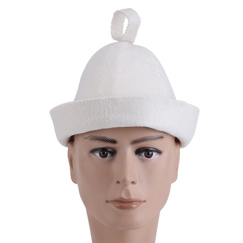 Wool Felt Sauna Hat Unique Design Breathable For Bathing Steaming White