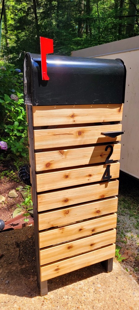 Cedar Mailbox Post, Black frame (Handmade) FREE SHIPPING!