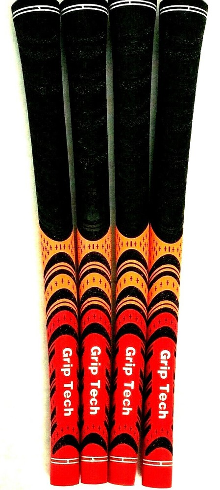 8 NEW Grip-Tech MULTI COMPOUND golf grips - BLACK ORANGE RED - Standard Size