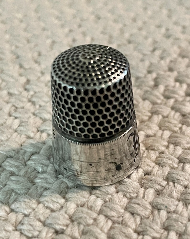 Vintage #8 Sterling Silver Thimble, Monogrammed, Marked