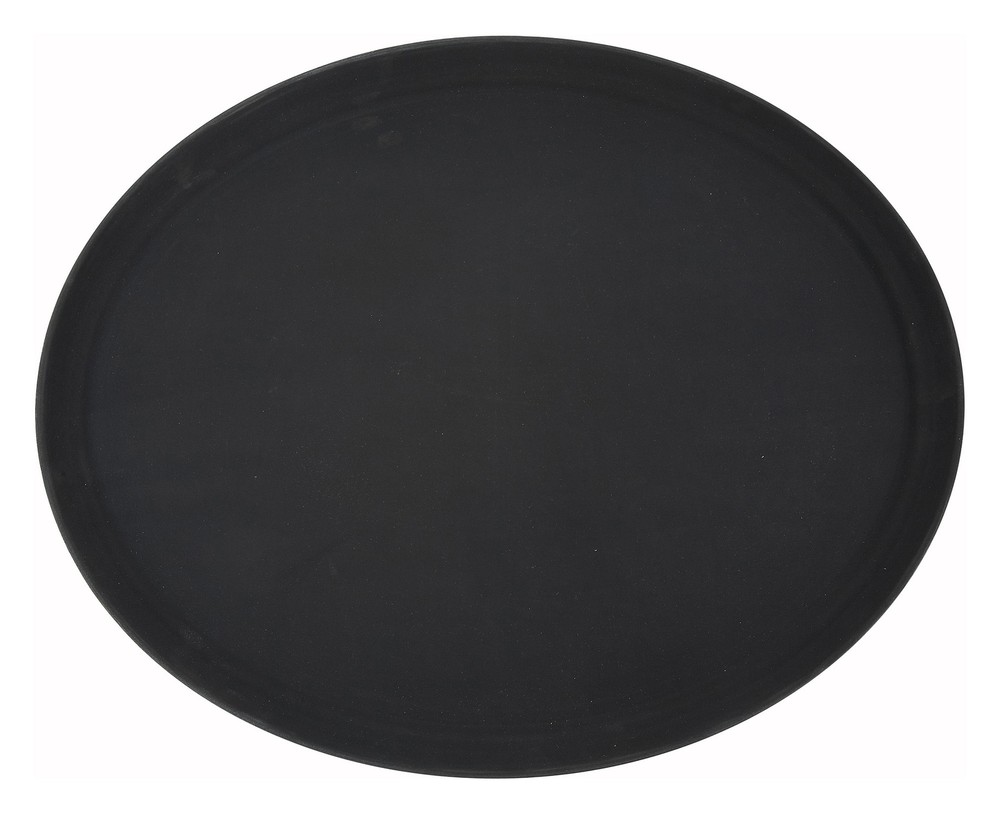 22" x 27" Easy Hold Rubber Lined Tray, Black, Oval (6 Each)