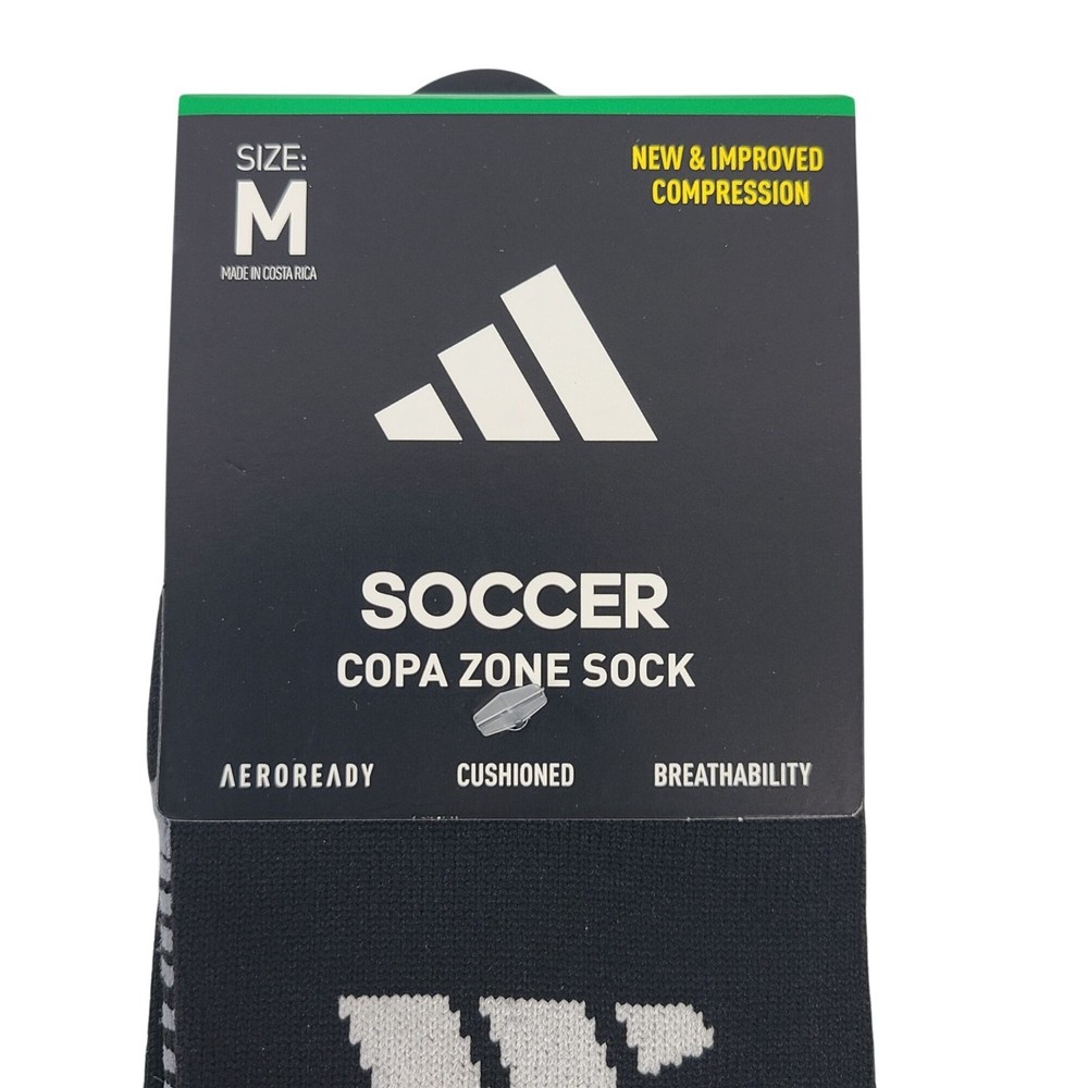 Adidas Soccer Copa Zone Socks Medium Black/White Aeroready Cushioned Compression