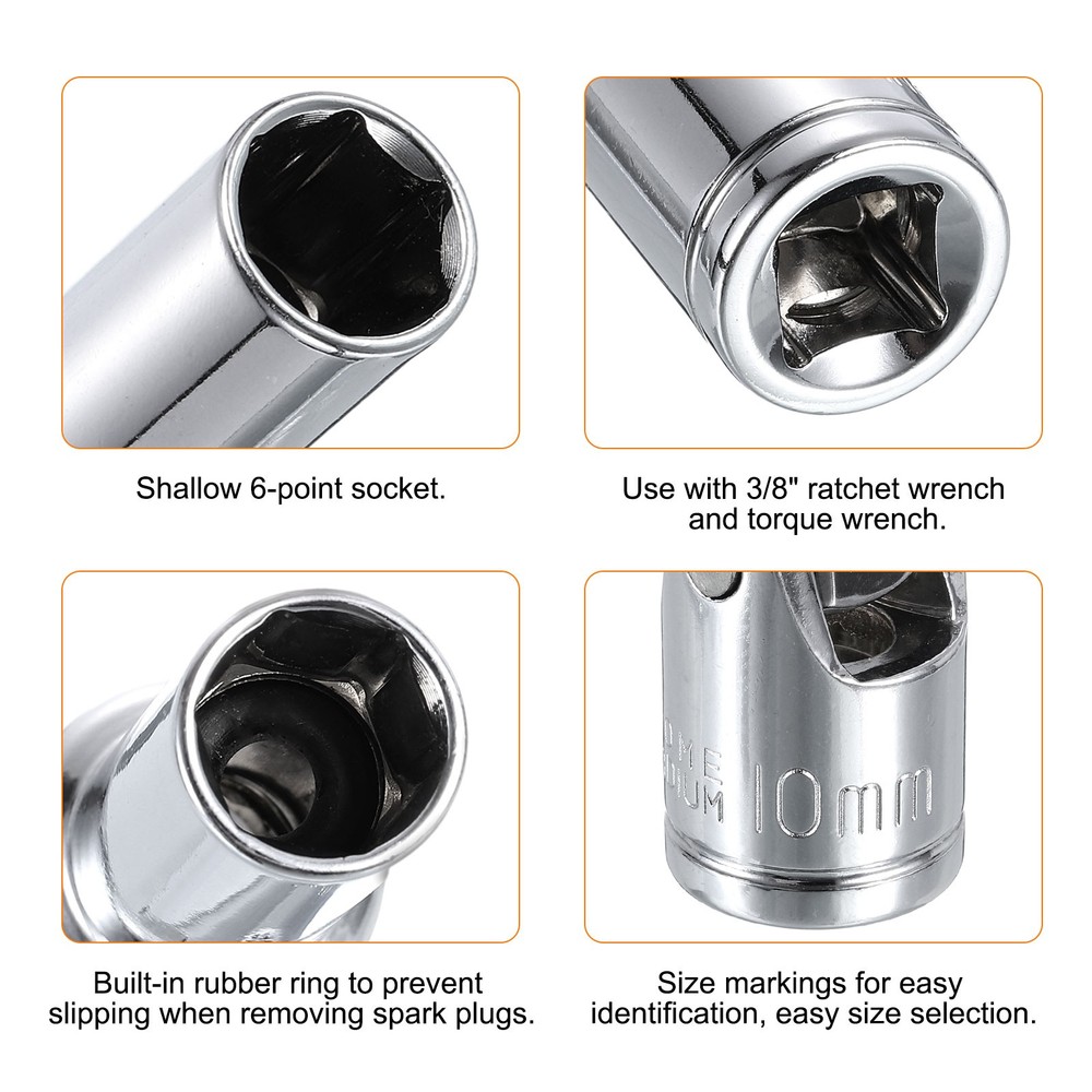 2pcs 3/8" Drive Universal Joint Socket 10mm 6-Point Rotation Swivel Flex Socket