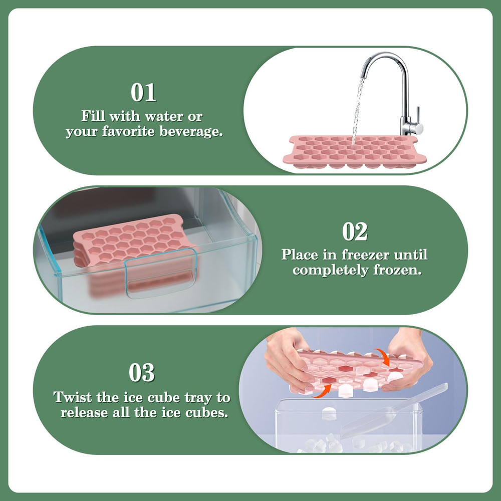 Small Ice Cube Tray for Freezer: Easy Release Ice Cube Maker - Plastic Stackabl