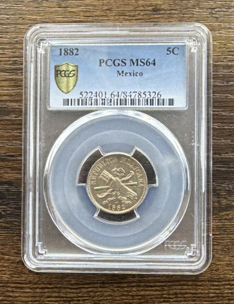 1882 MEXICO 5 CENTAVOS PCGS MS64