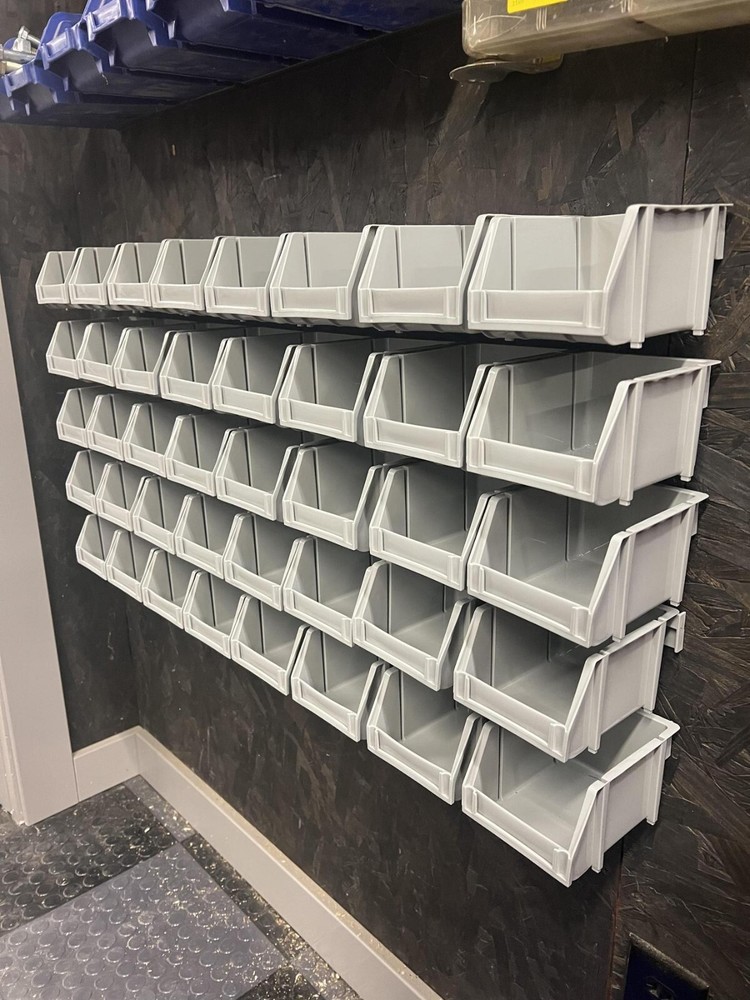 20 Bins Rail Mount Stackable Parts Storage Organizer Shop Bins Screws Nuts Bolts