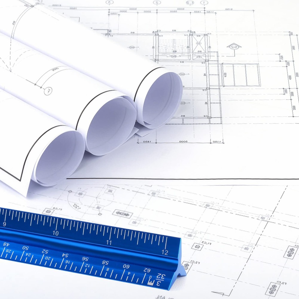 12 Inch Aluminum Architectural Scale Ruler for Engineers Architects Students
