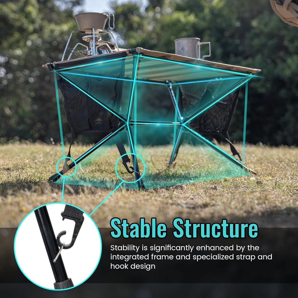 VENTARA Camping Table Ultralight Foldable Table Sturdy & Quick Setup Weighs Only