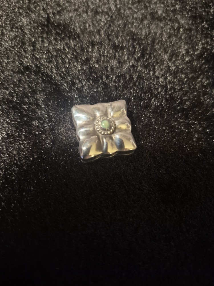Vintage Miniature Sterling and Turquoise Button Pillbox