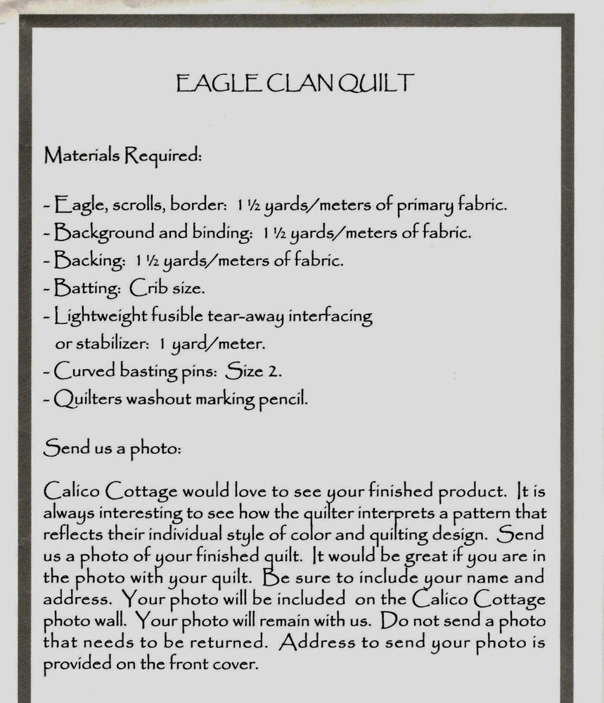 Eagle Clan Quilt Pattern by Calico Cottage