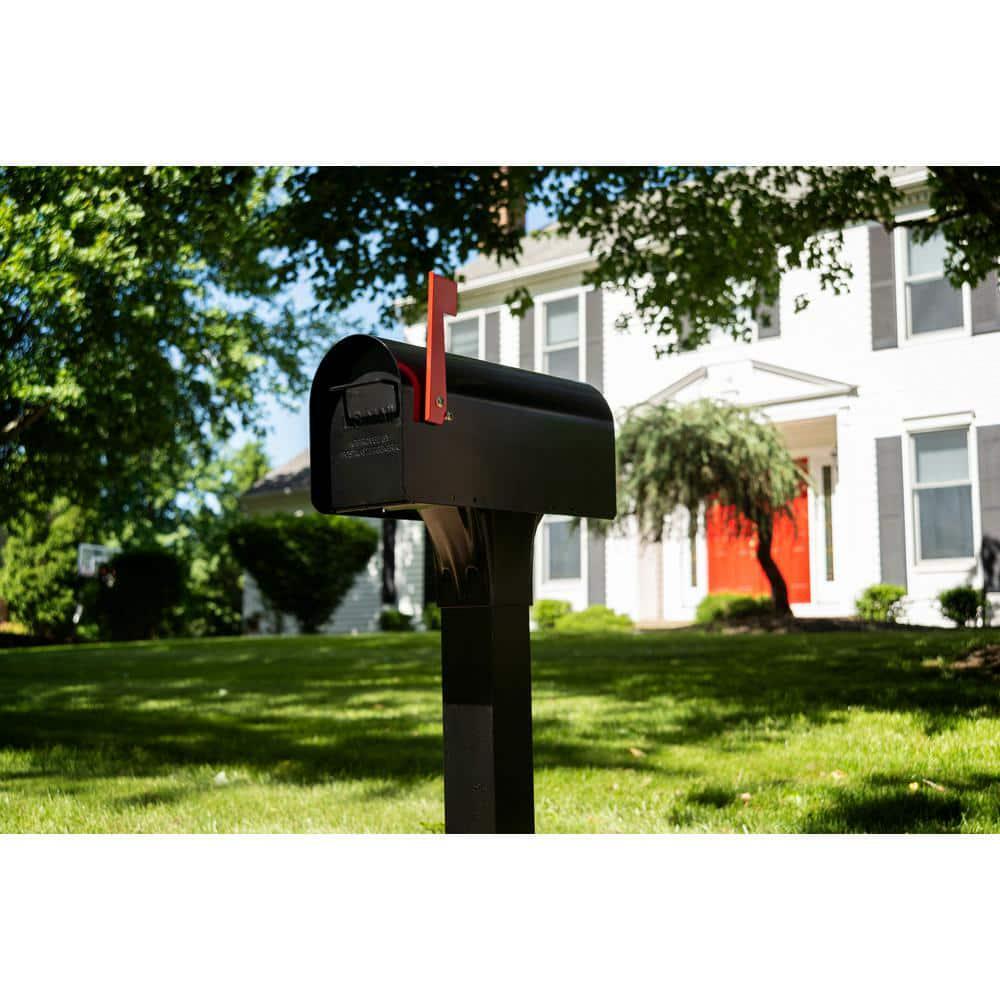Mailbox Post Black Adjustable Height Aluminum Top Mount Installation Hardware