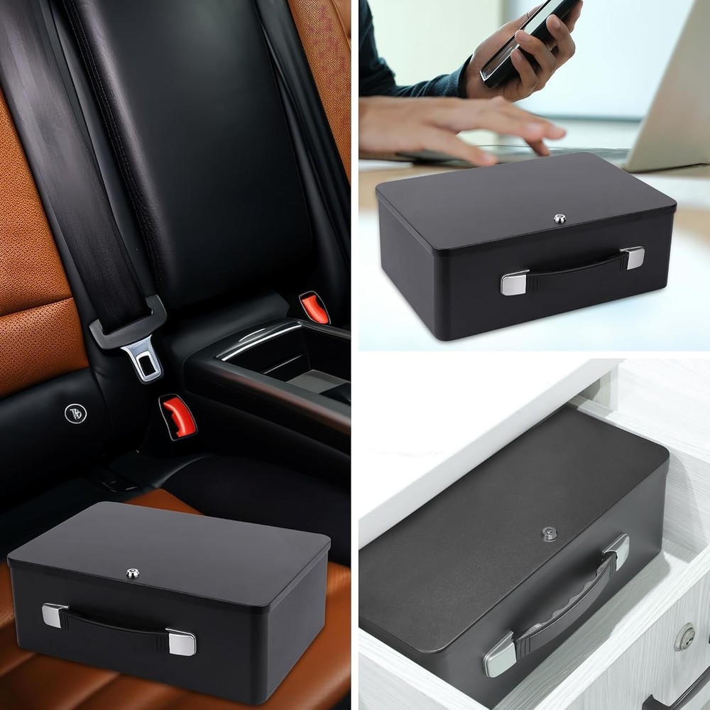 Fire Resistant Document Box with Key Lock Fireproof Safe Storge Security Chest