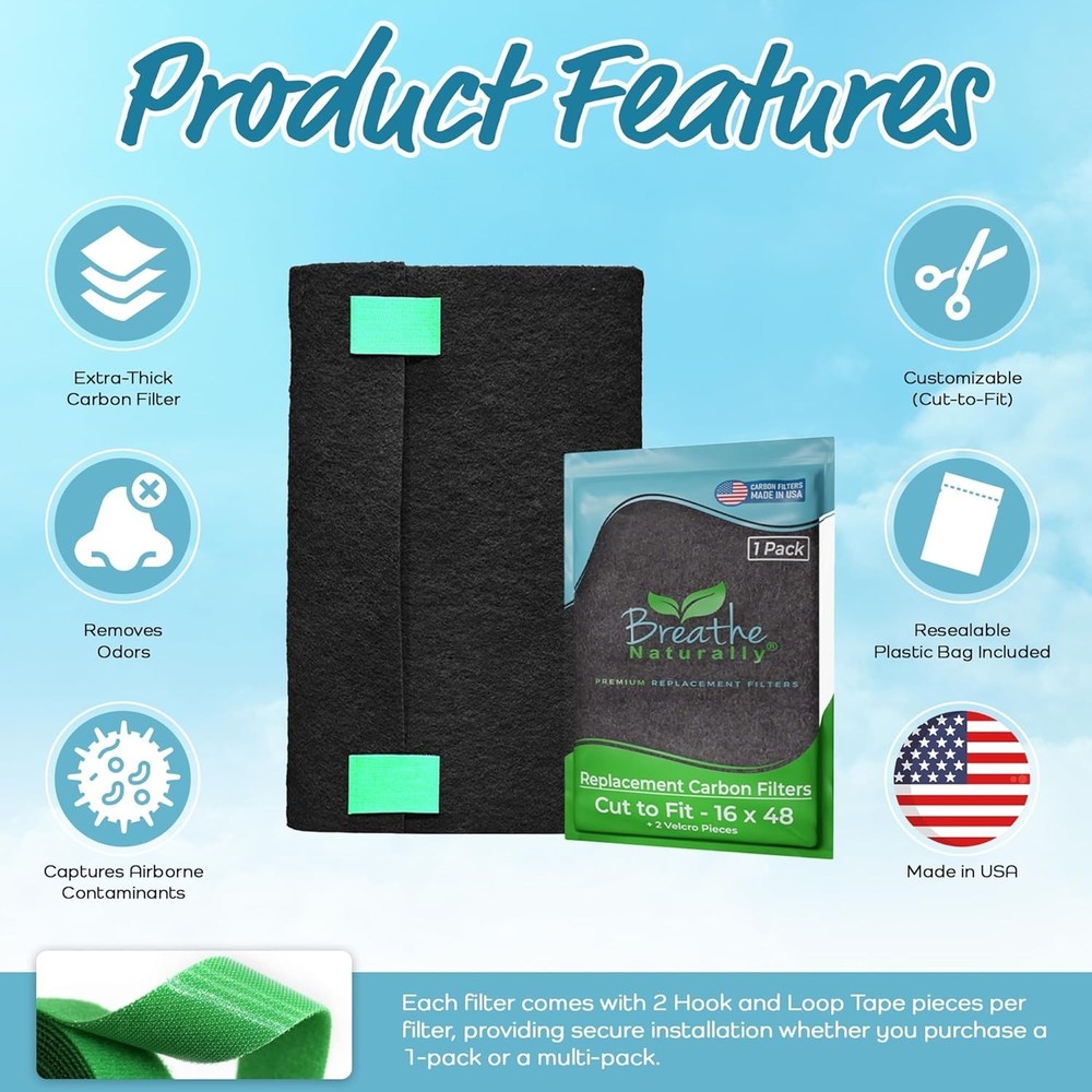 16x48 Universal Activated Carbon Air Filter - Superior Odor Neutralization