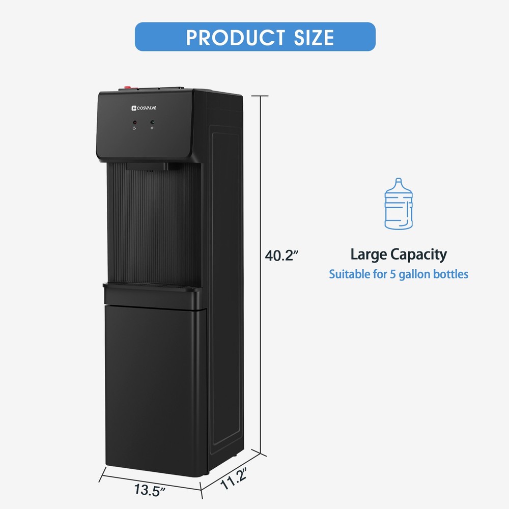 Hot/Cold Water Cooler Dispenser Freezer Top Loading Compressor Refrigeration