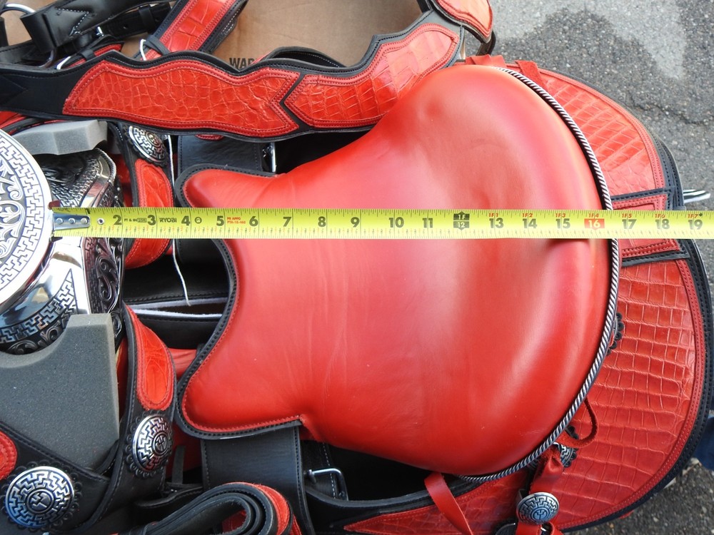 Alpha Cimarron Red Saddle Show Saddle FANCY Red/Black