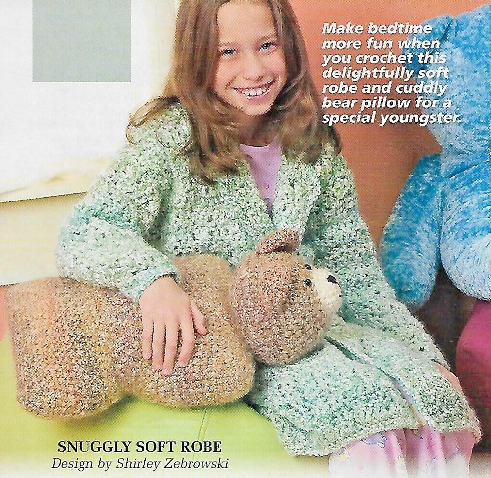 Child's Soft Robe & Bear Pillow crochet PATTERN INSTRUCTIONS