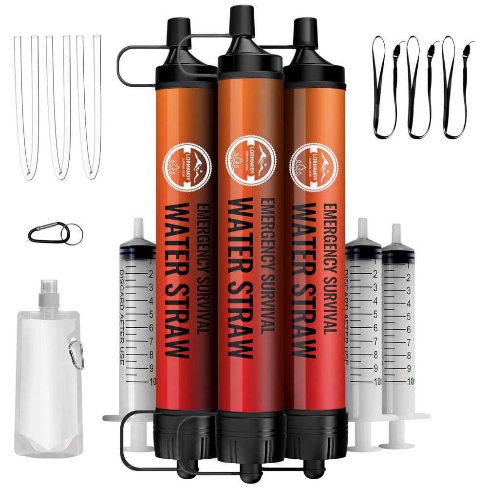 Lormandy Emergency Water Filter Straw, Personal Survival Water Filtration System
