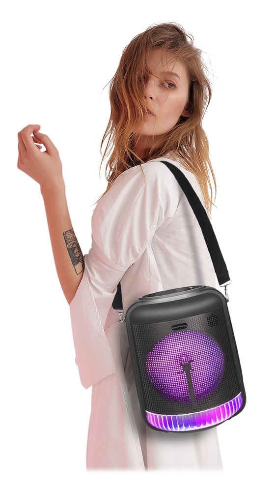 Technical Pro LIT8 Portable 8" Bluetooth LED Karaoke Machine System+Carry Strap