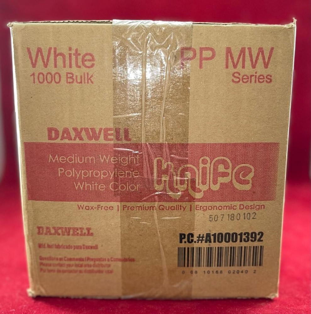 1,000 White Plastic Knives, Medium Weight Polypropylene