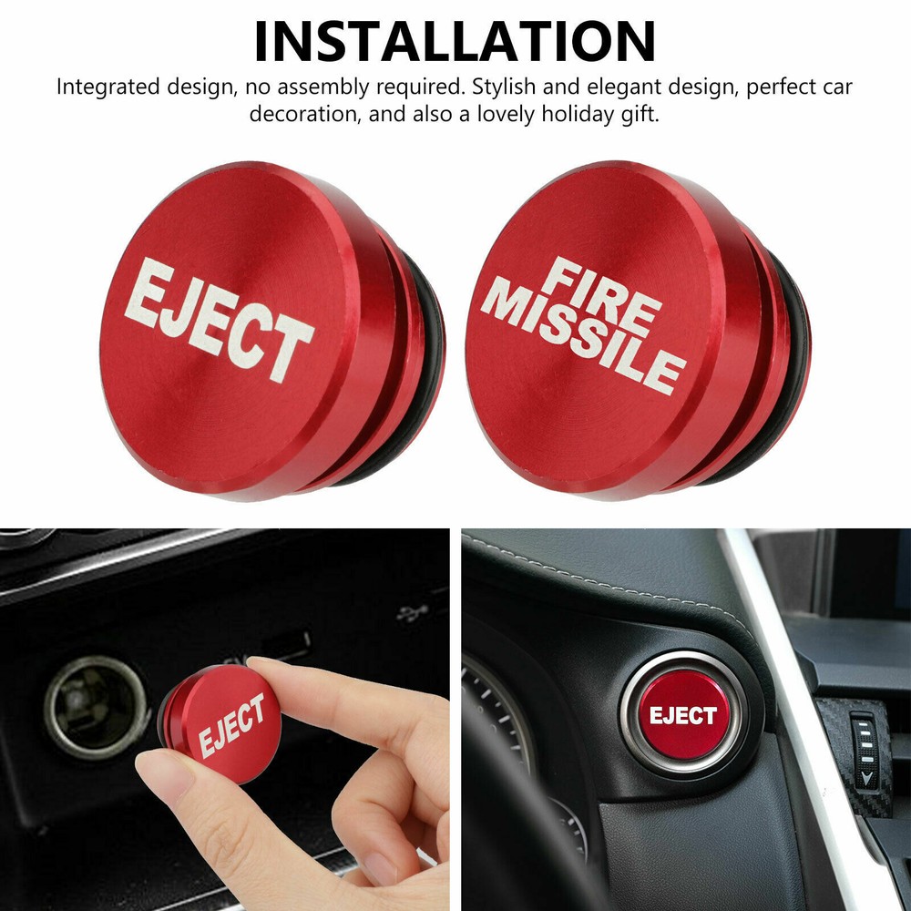 2PCS Universal Fire Missile Eject Button Car Cigarette Lighter Cover Accessories