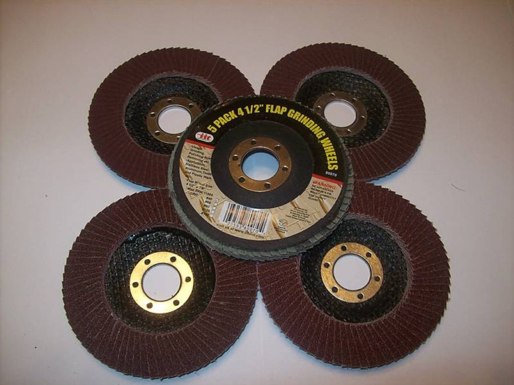 5 ASSORTED GRIT 4-1/2" ANGLE GRINDER SANDING FLAP DISC