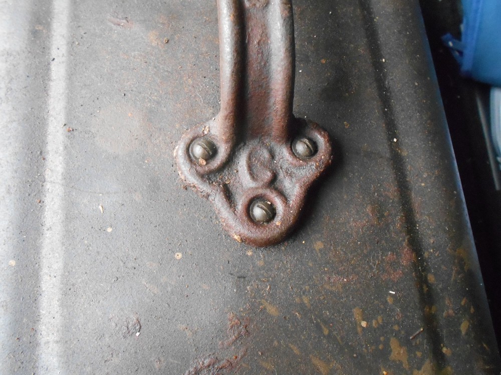 Antique Metal Tool Box with Very Fancy Handle