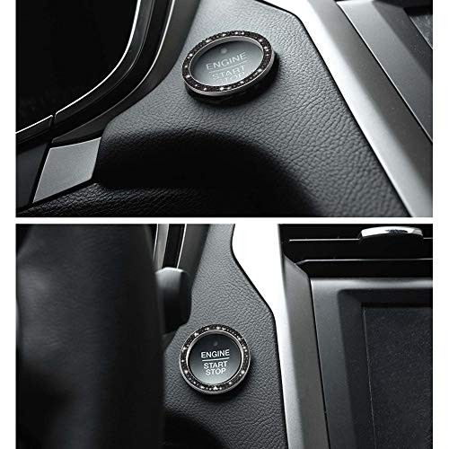 2pcs Bling Car Engine Start Button Cover Diamond Ignition Ring - Black