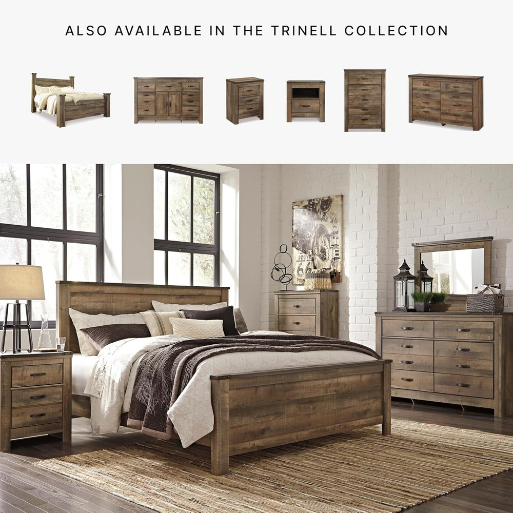 Warm Brown Rustic Queen Panel Headboard - Trinell Collection