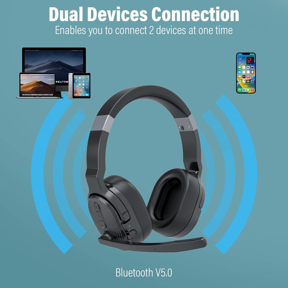 MONODEAL Trucker Bluetooth Headset ENC Dual Mic Mute Button 3 EQ Modes