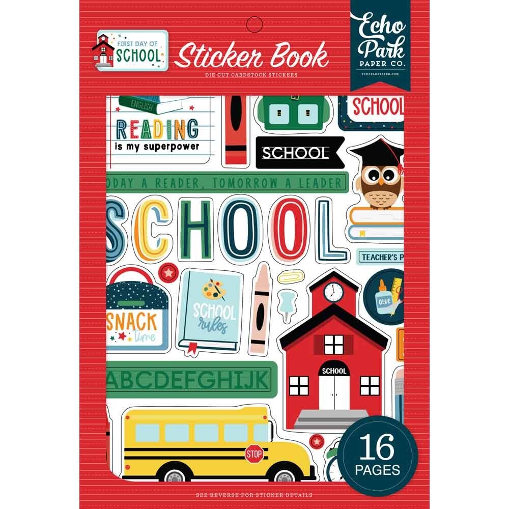 School First Day Bus Class Teacher Learn Echo Park Border Alphabet Sticker Book