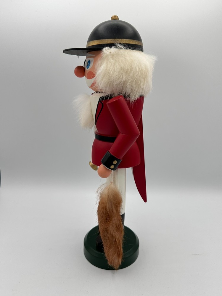 Rare 12" Fox Hunter Nutcracker w/ Fox Tail, Monocle, and Trumpet