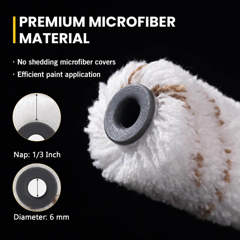 10pcs 4in Paint Roller Covers 10mm Nap Microfiber Mini Roller Set