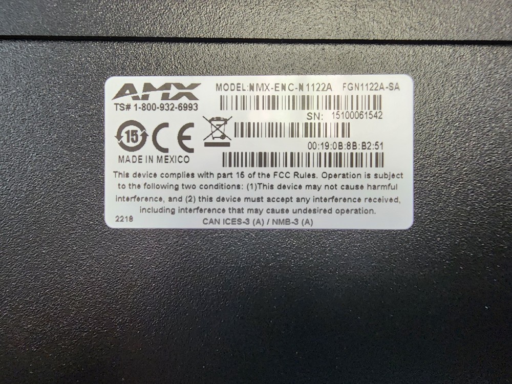 AMX NMX-ENC-N1122A PoE Video Over IP Encoder