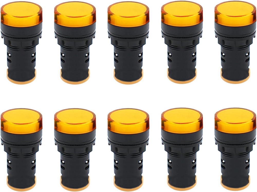 LED Indicator Light AC/DC 24V 20mA Flush Panel Mount Yellow 10 Pcs
