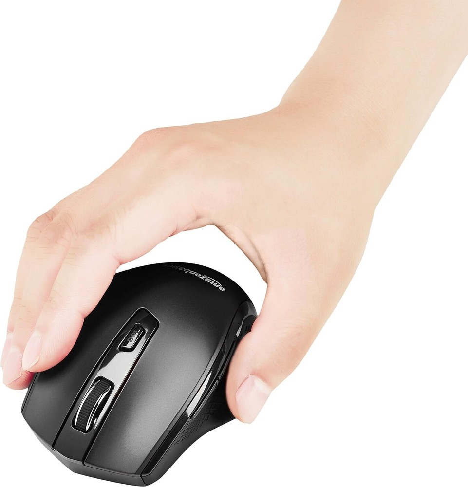 Amazon Basics Ergonomic 2.4 Ghz Wireless Optical PC Mouse DPI Adjustable Black($