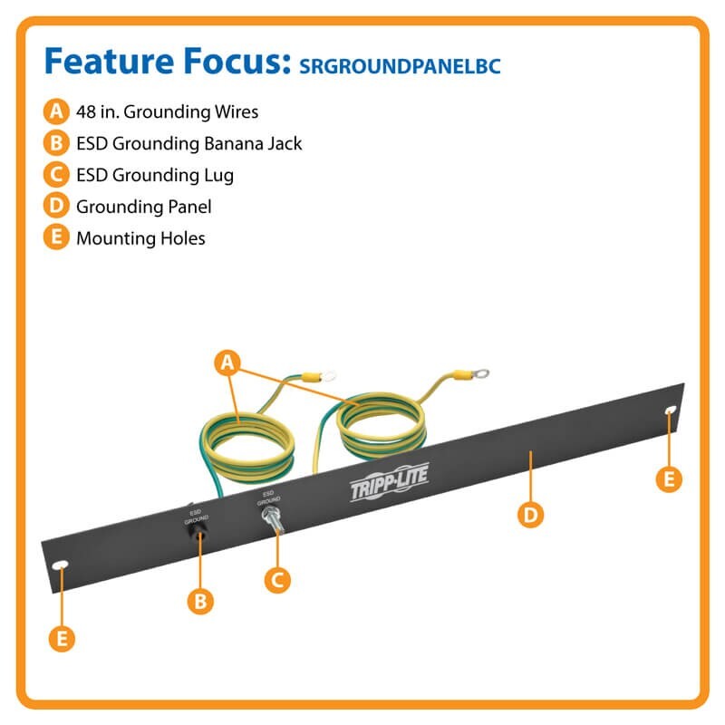 TRIPP LITE SRGROUNDPANELBC SmartRack 1U ESD Grounding Panel