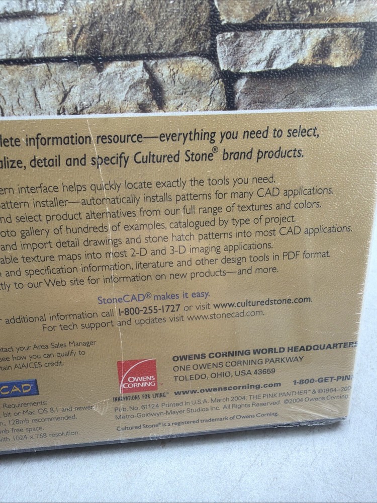 Stone Cad Version 4.0Cultured Stone Interactive Design Tools New Sealed