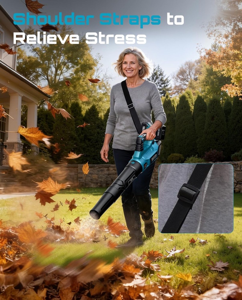 40V Leaf Blower Cordless, 650CFM Brushless Motor Battery Powered Leaf Blower wit