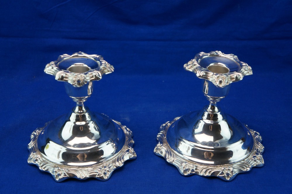 Sheridan Silver (2) Candle Holders, 4 1/2"