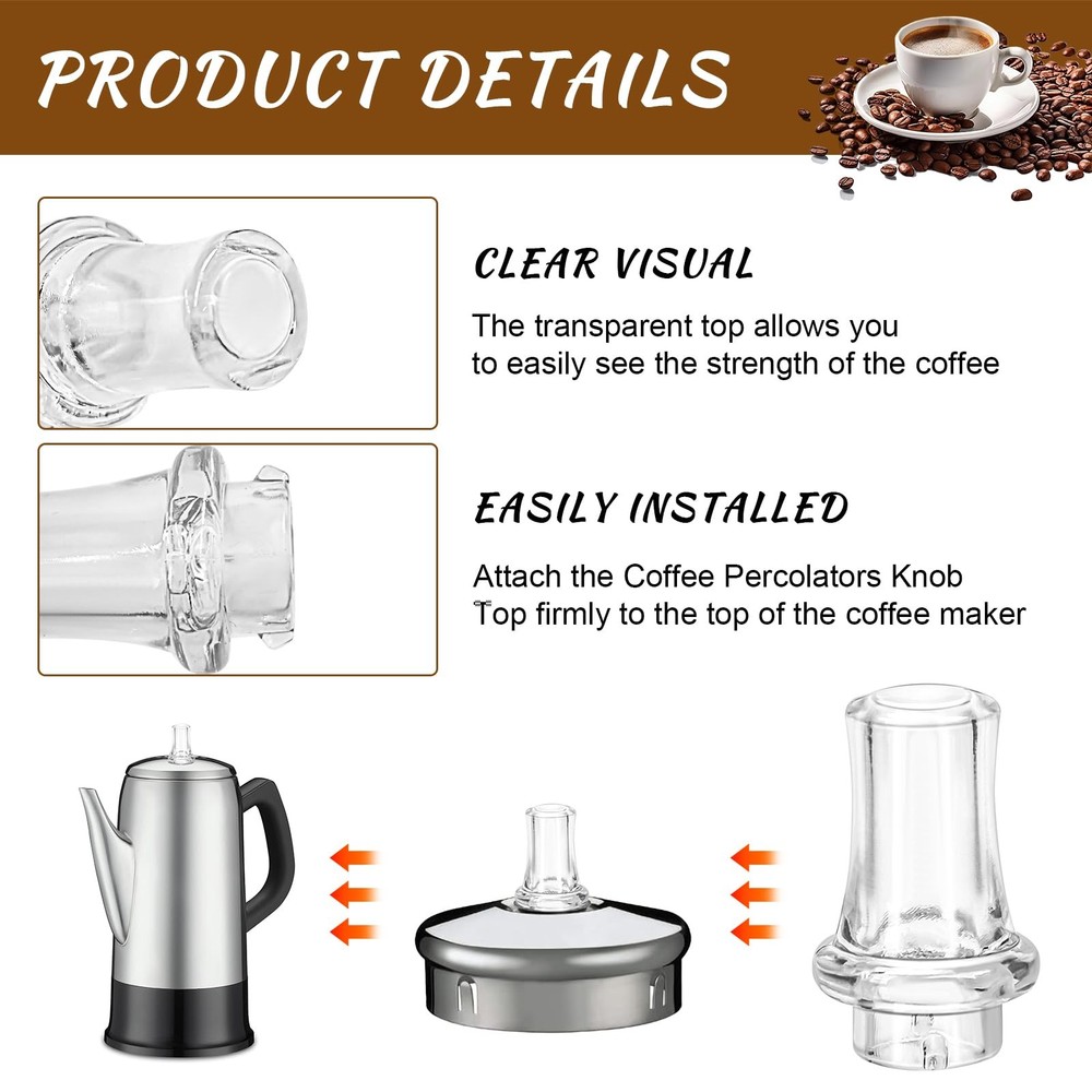 2 Pcs Coffee Percolator Plastic Top Replacement for 1.66in, Transparent