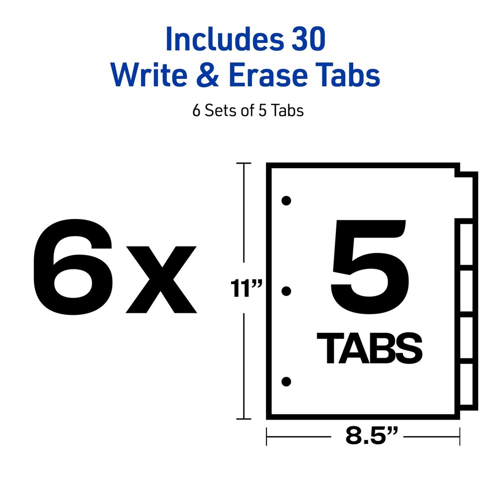 Write & Erase set Set 5 Tab assorted colors binder stationery