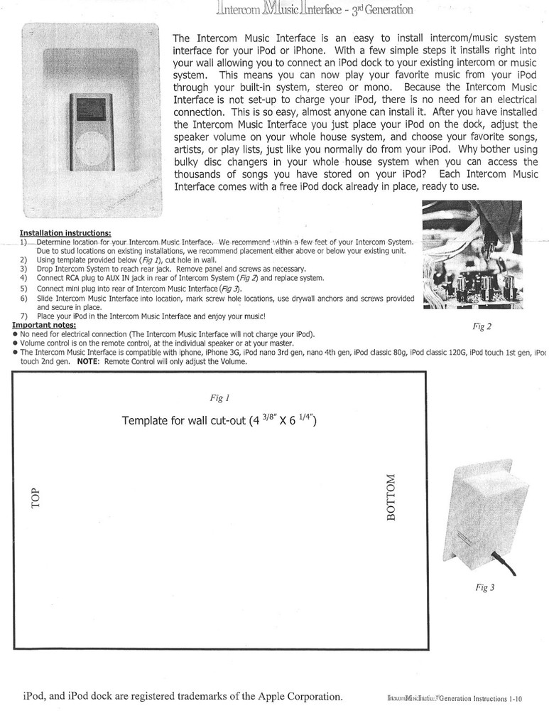 Intercom Music Interface — 3rd Generation by Central Vacuum Stores for iPod